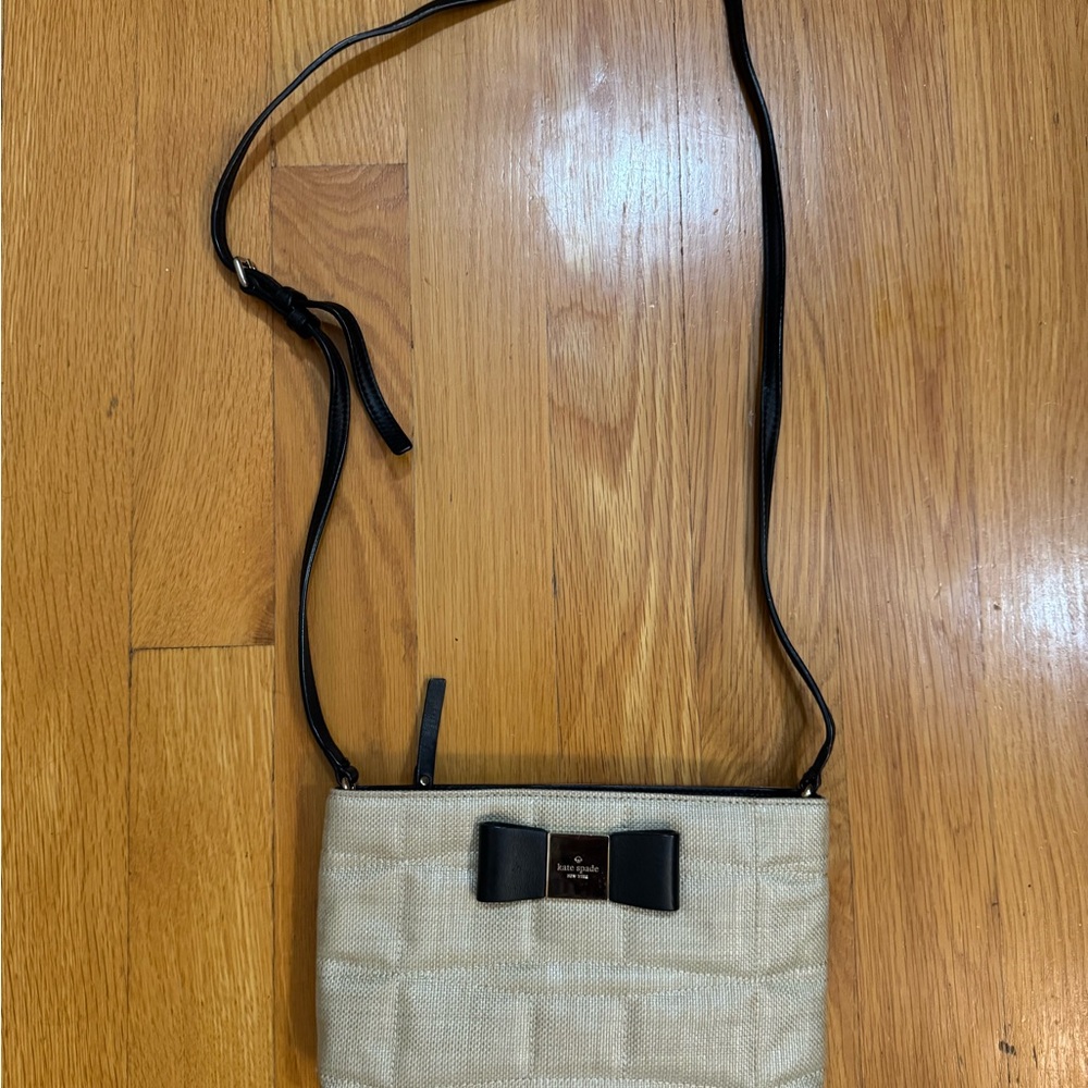 Chic Beige Crossbody Bag with Black Accents